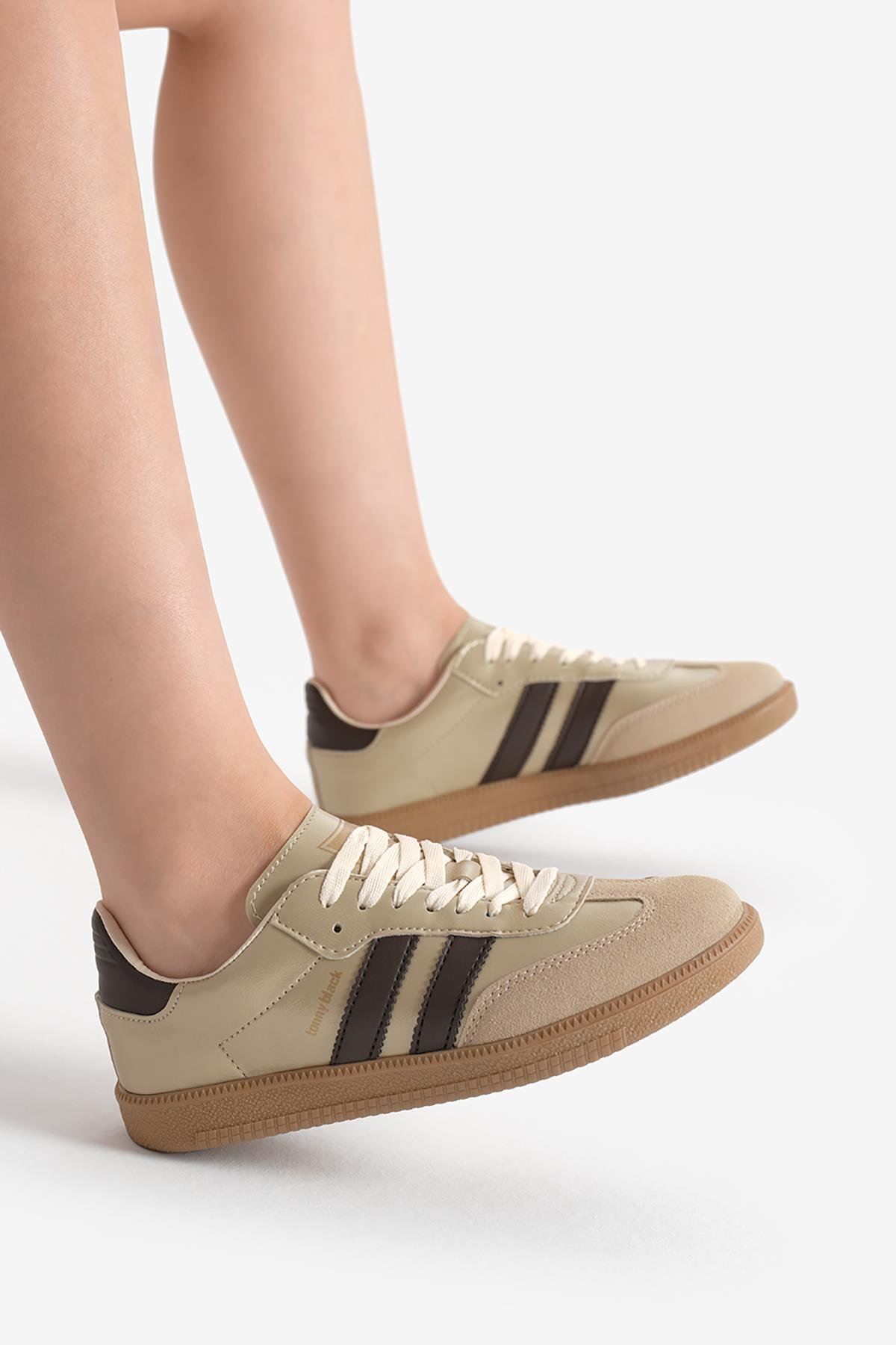 Termo Taban Yanı Şeritli Bağcıklı Unisex Bej Kahve Spor Ayakkabı