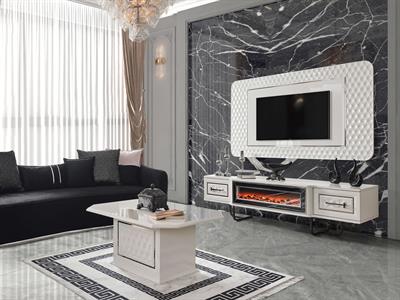 Lounge White Duvar Ünitesi Şömineli Alt Blok