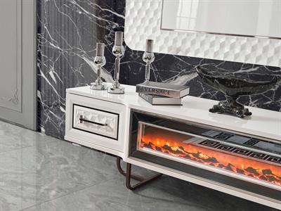 Lounge White Duvar Ünitesi Şömineli Alt Blok