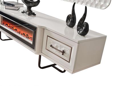 Lounge White Duvar Ünitesi Şömineli Alt Blok