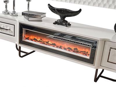 Lounge White Duvar Ünitesi Şömineli Alt Blok