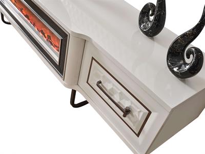 Lounge White Duvar Ünitesi Şömineli Alt Blok