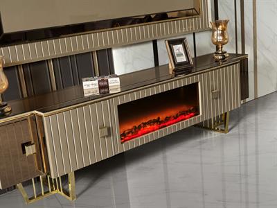 Premier Karamel Duvar Ünitesi Şömineli Alt Blok