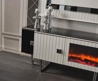 Premier White Duvar Ünitesi Şömineli Alt Blok