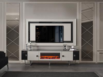 Premier White Duvar Ünitesi Şömineli Alt Blok