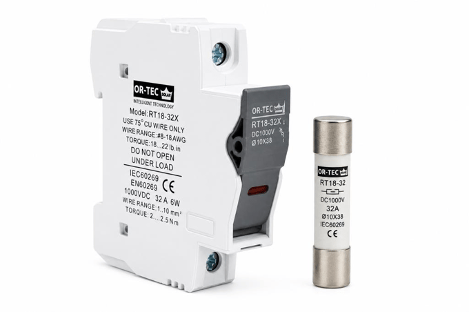 OR-TEC 1000V 32A 10X38 DC Sigorta + Sigorta Yuvası