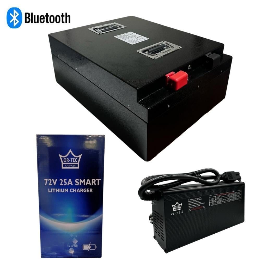 ORTEC 72V 100AH LiFePO4 Bluetooth Özellikli - 72V 25A Li-Ion ve LiFePO4 Şarj Cihazı Seti