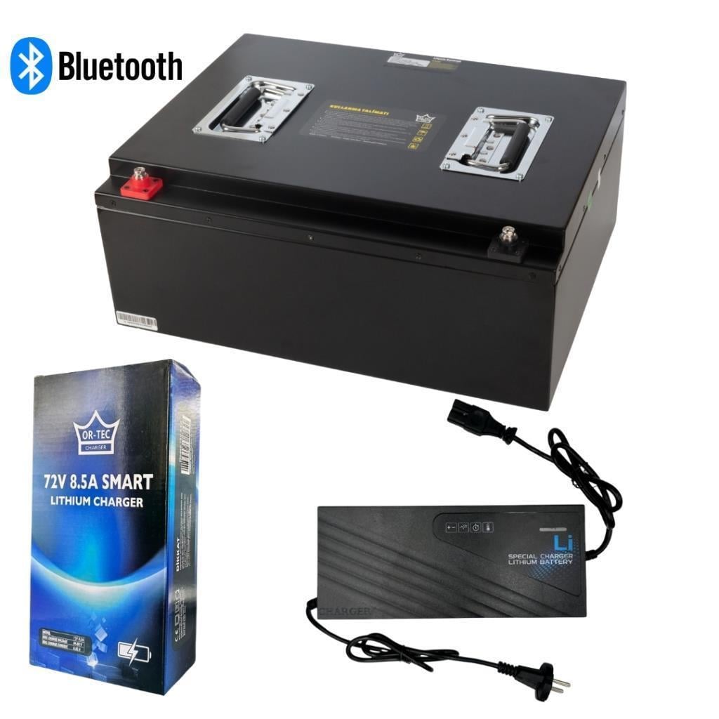 ORTEC 72V 50AH Lityum LiFePO4 Elektrikli Motosiklet Batarya BT + 72V 8.5A Lityum Şarj Aleti 