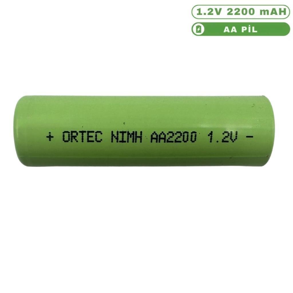 Ortec AA 1.2V Ni-Mh 2200mAh Şarj Edilebilir Kalem Pil