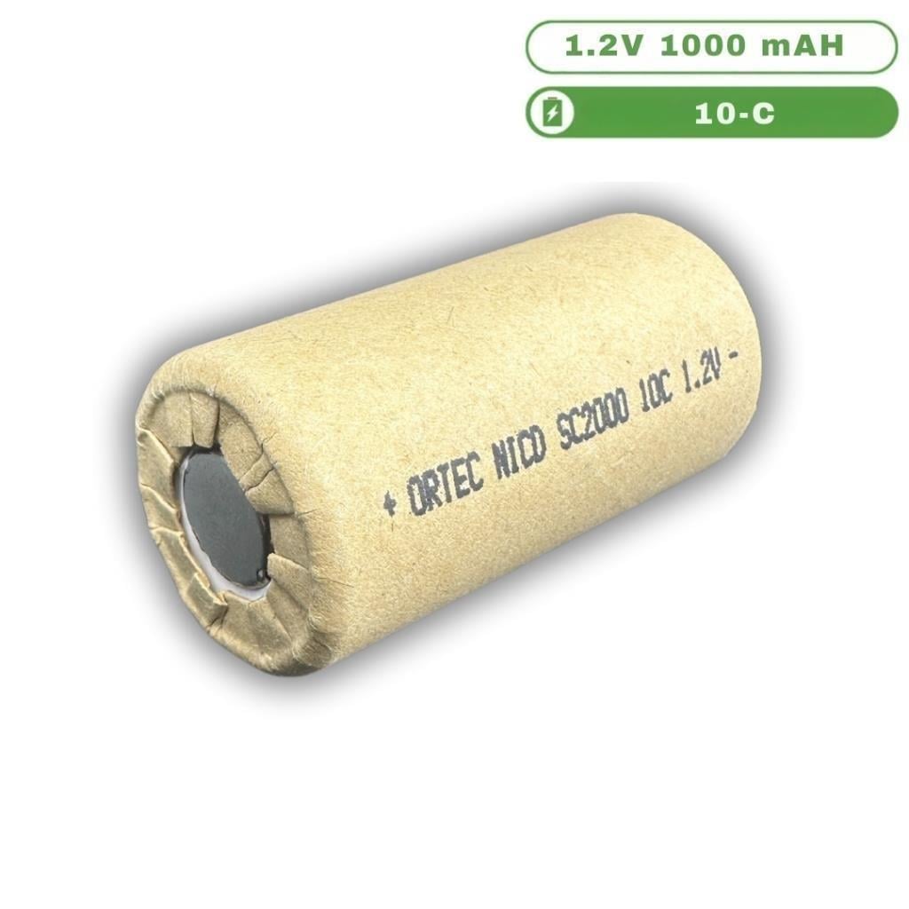 Ortec Ni-Cd SC2200 1.2V 2200mAh 10C Industrial Şarj Edilebilir Pil