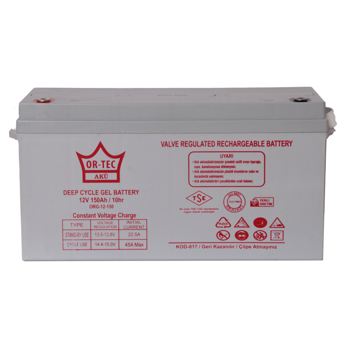 ORTEC 12V 150AH SOLAR SİSTEM JEL AKÜ
