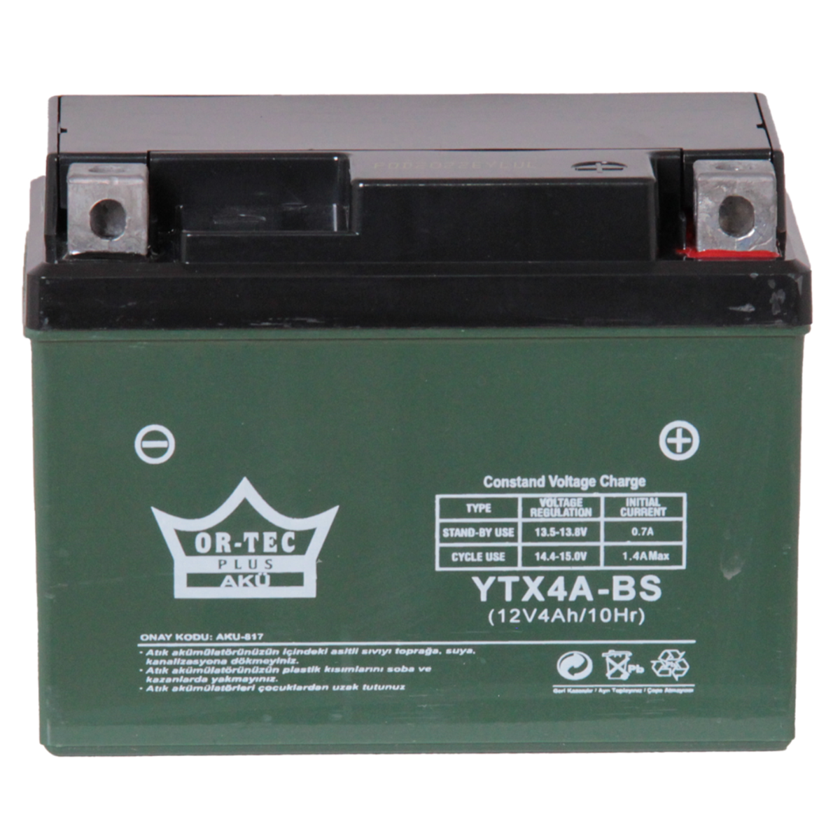 ORTEC 12V 4AH YTX4L-BS MOTOSİKLET AKÜSÜ