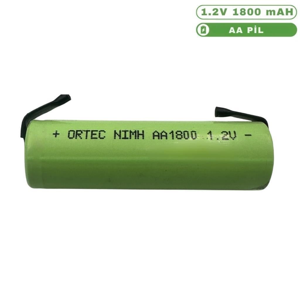 Ortec AA 1.2V Ni-Mh 1800mAh Puntalı Şarj Edilebilir Kalem Pil