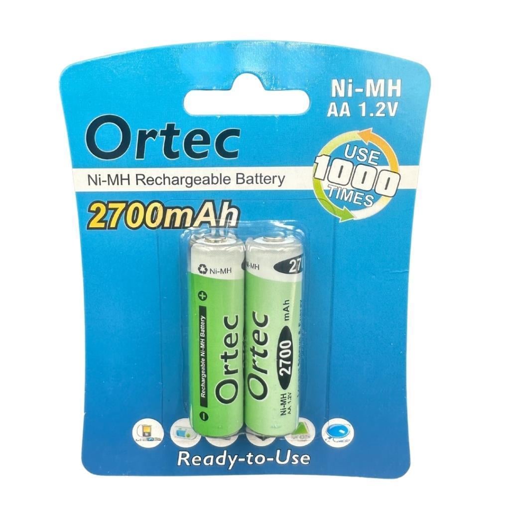 Ortec AA 1.2V Ni-MH 2700mAh Şarj Edilebilir Kalem Pil 2'Lİ Paket