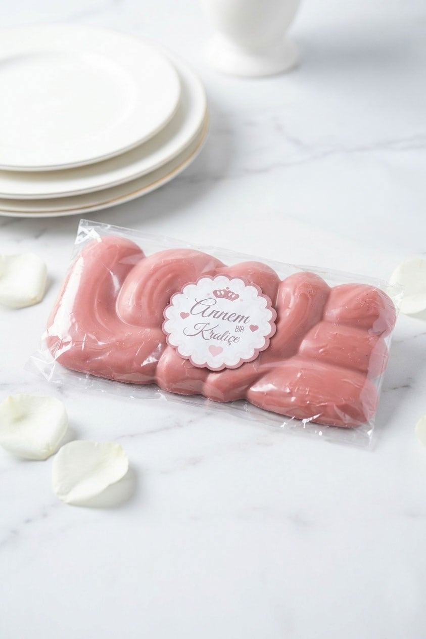 Annem Bir Kraliçe: Pembe Bubble Tasarım Tablet Çikolata