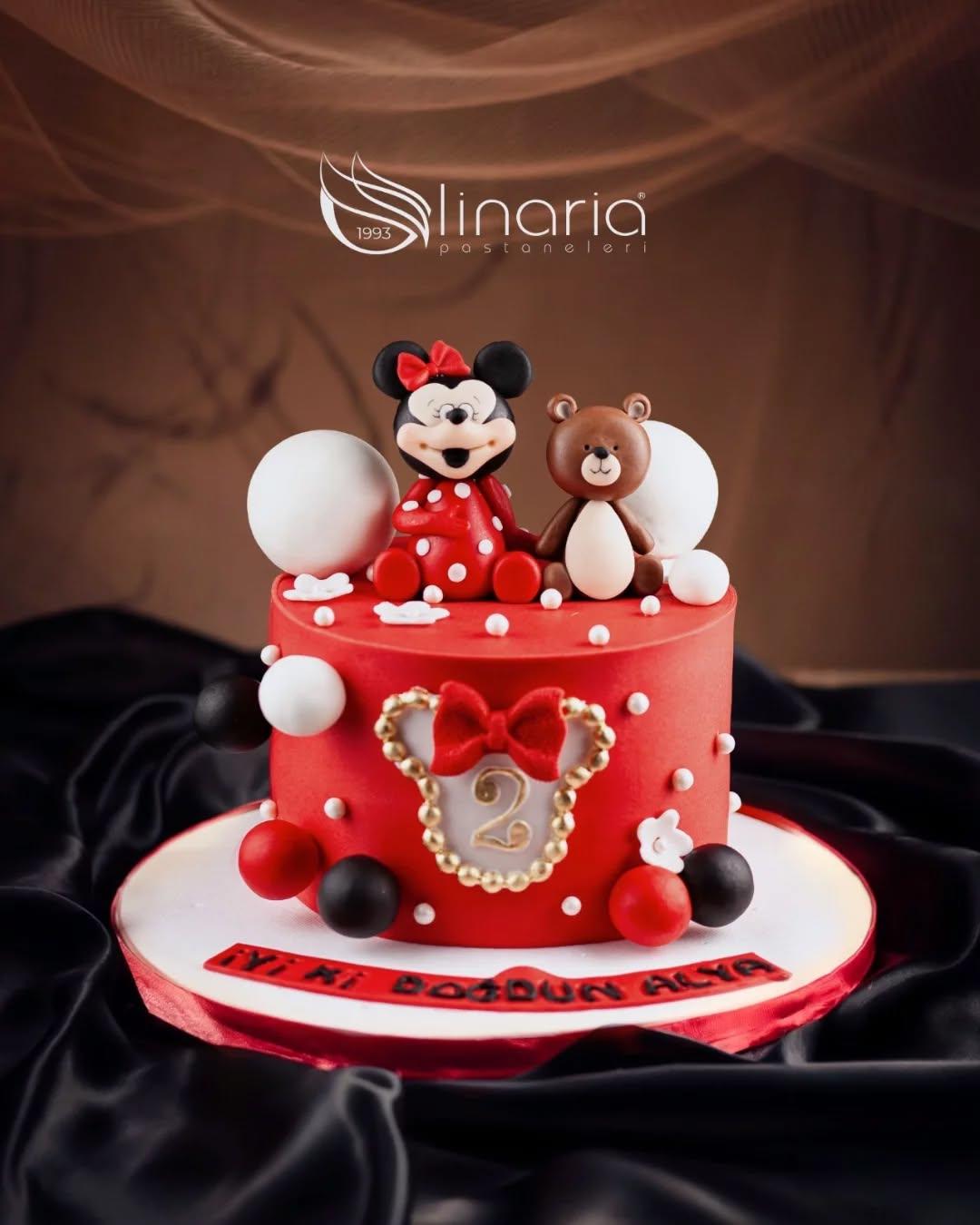 Minnie Mouse ve Ayıcık Doğum Günü Pastası