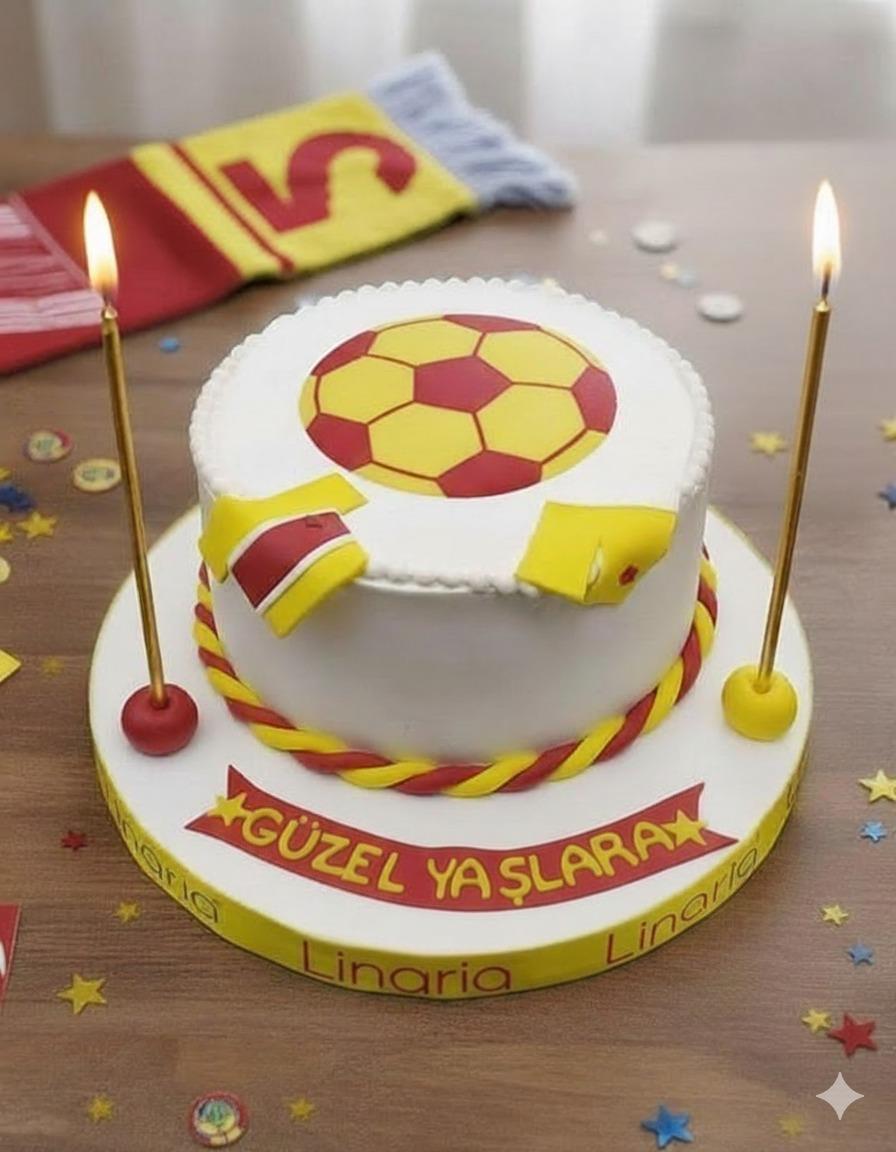 Sarı Kırmızı Futbol Doğum Günü Pastası