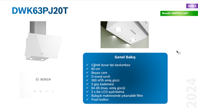 BOSCH DWK63PJ20T Serie 2 Eğimli Cam Davlumbaz