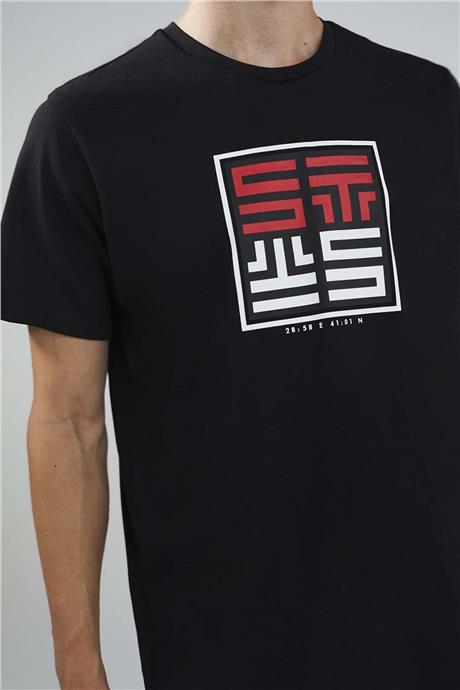MONOGRAM VE İSTANBUL KOORDİNATLI BASKI DETAYLI TSHIRT
