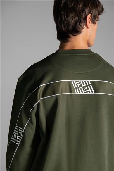MONOGRAM BASKI ŞERİT DETAYLI SWEATSHIRT
