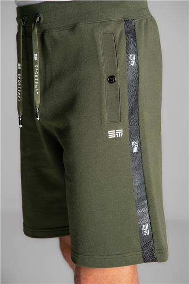 MONOGRAM ŞERİT BASKI DETAYLI ŞORT