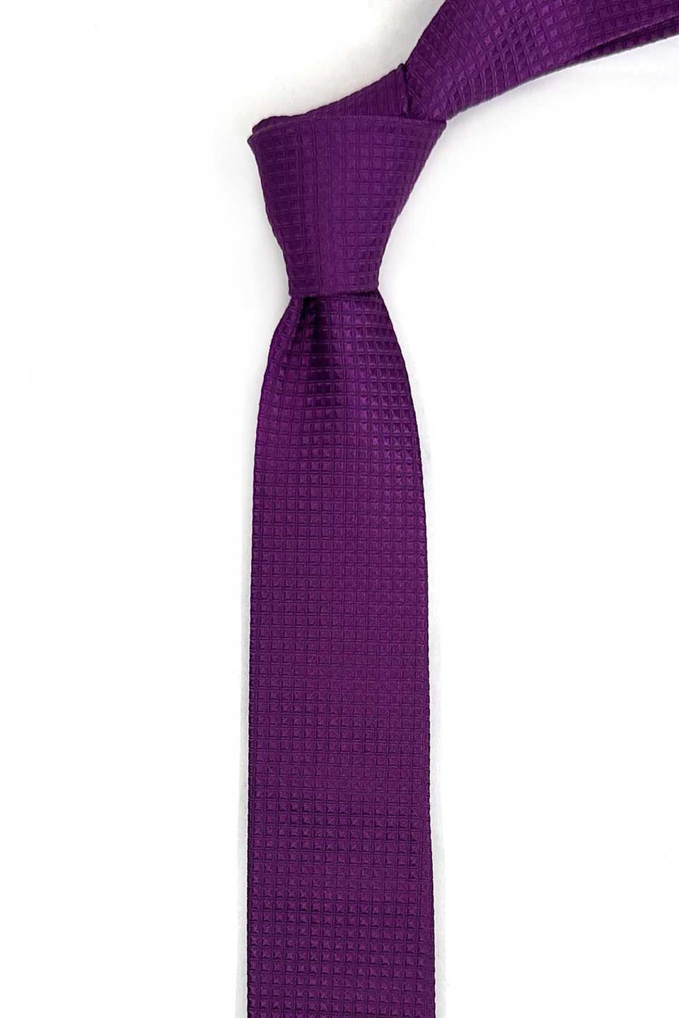 4.6 cm Mor Nokta Desen Ultra Slim İpek Kravat İK2334