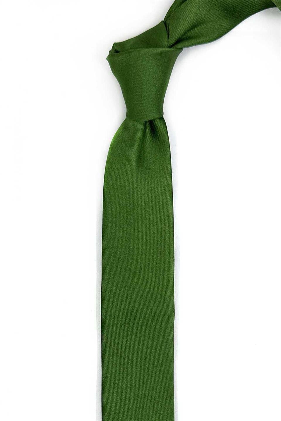 4.8 cm Yeşil Düz Ultra Slim İpek Kravat İK2319