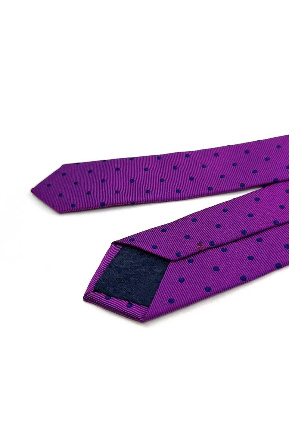 4.6 cm Mor Puantiye Desen Ultra Slim İpek Kravat İK2339