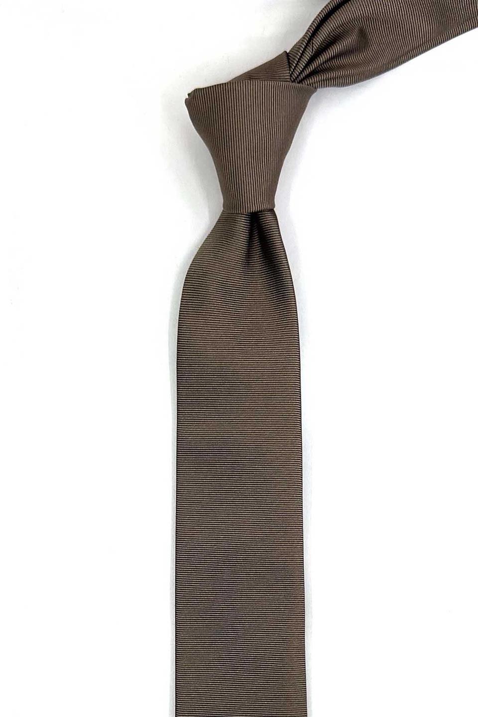 4.5 cm Bej Düz Ultra Slim İpek Kravat İK2321