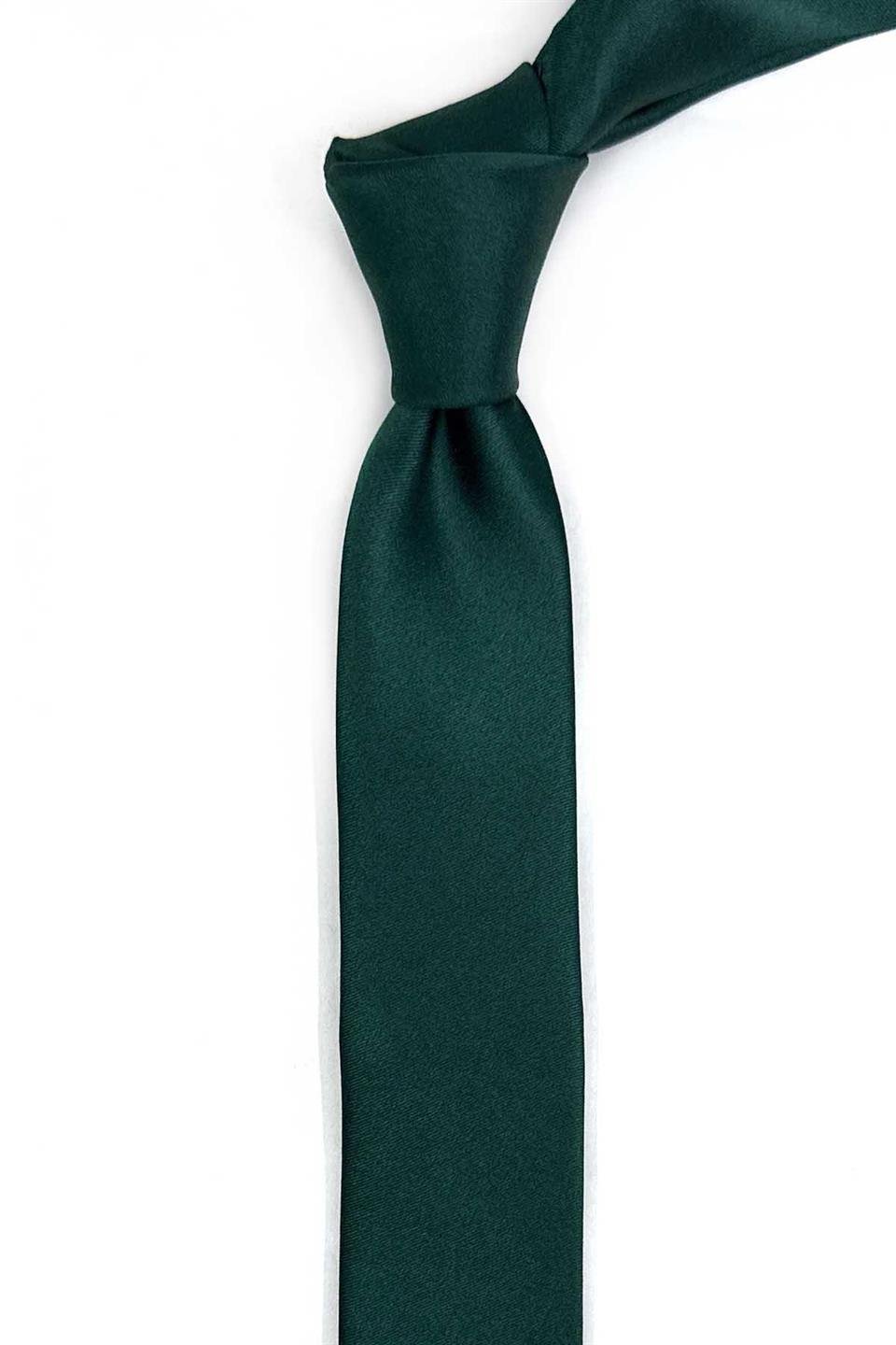 4.8 cm Yeşil Düz Ultra Saten Slim İpek Kravat İK2332