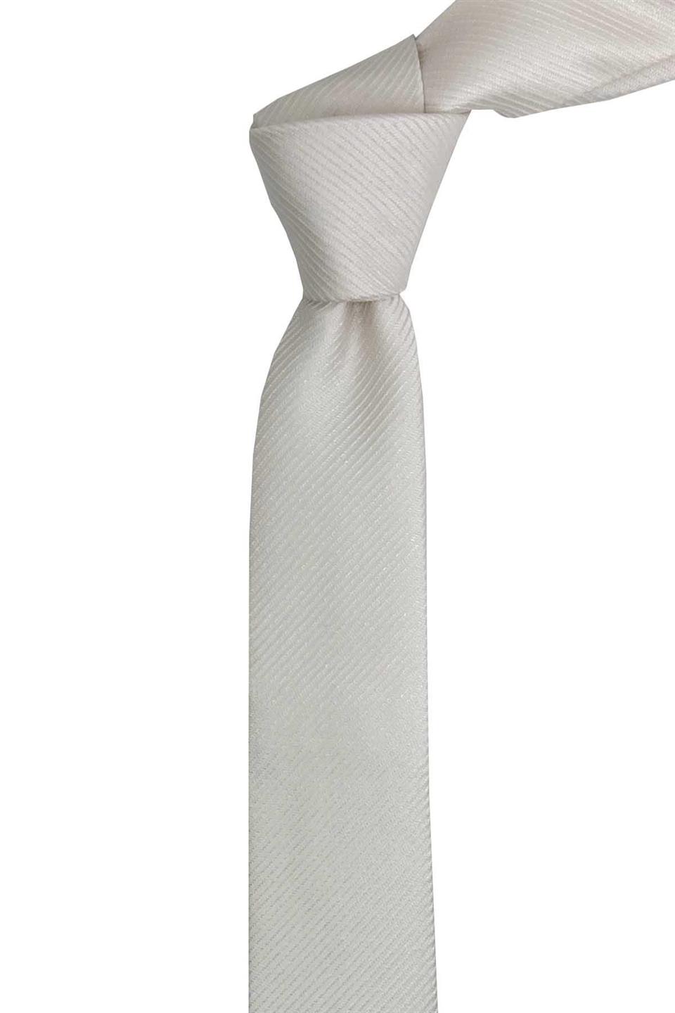 5 cm Beyaz Düz Ultra Slim İpek Kravat İK2323