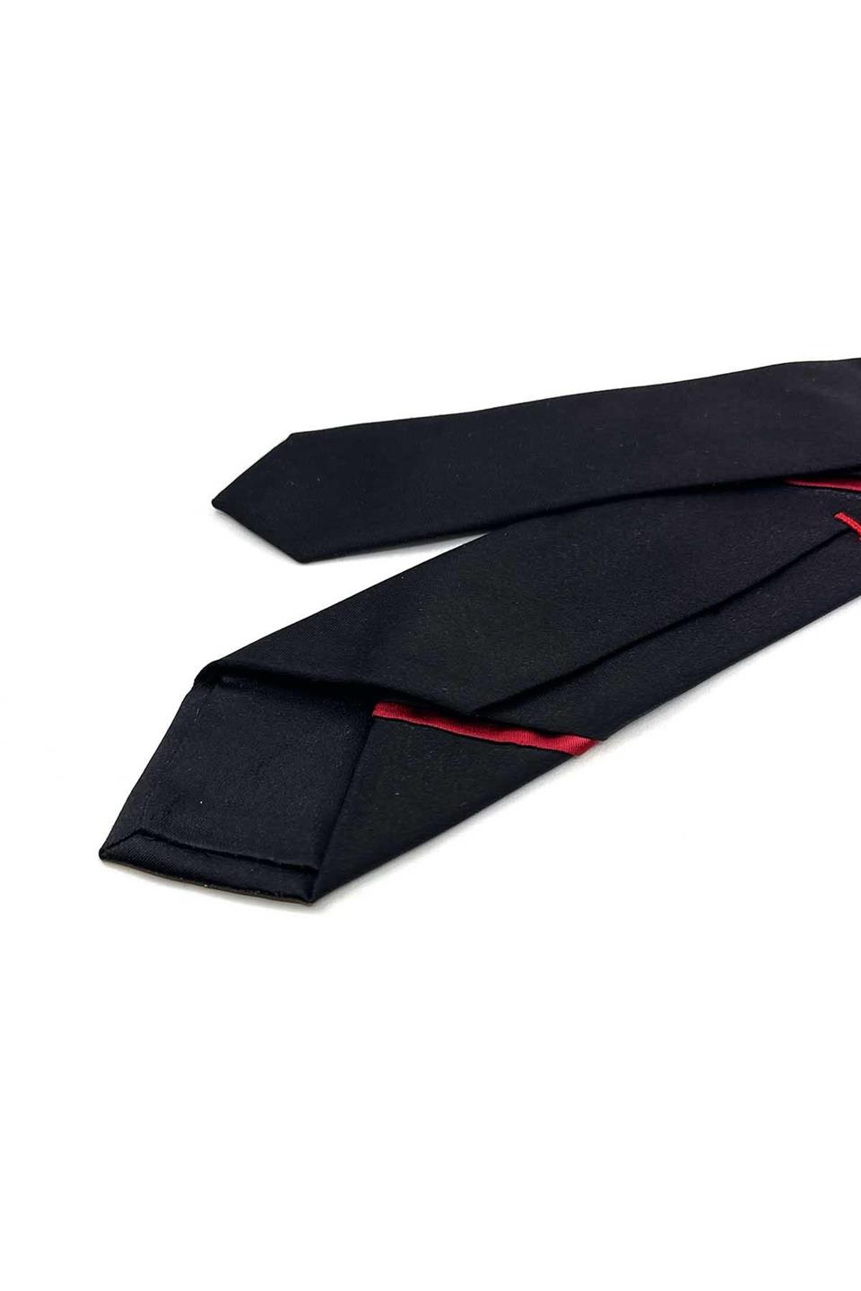 6.6 cm Siyah Düz Parça Desenli İpek Kravat İK2314