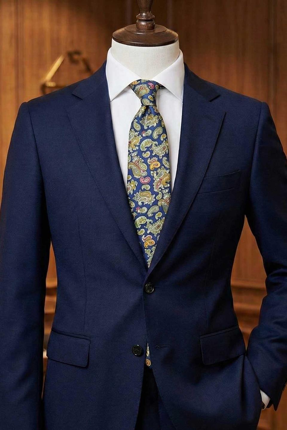 Abbondio Style Çok Renkli Şal Desen İtalyan İpek Kravat İK2237