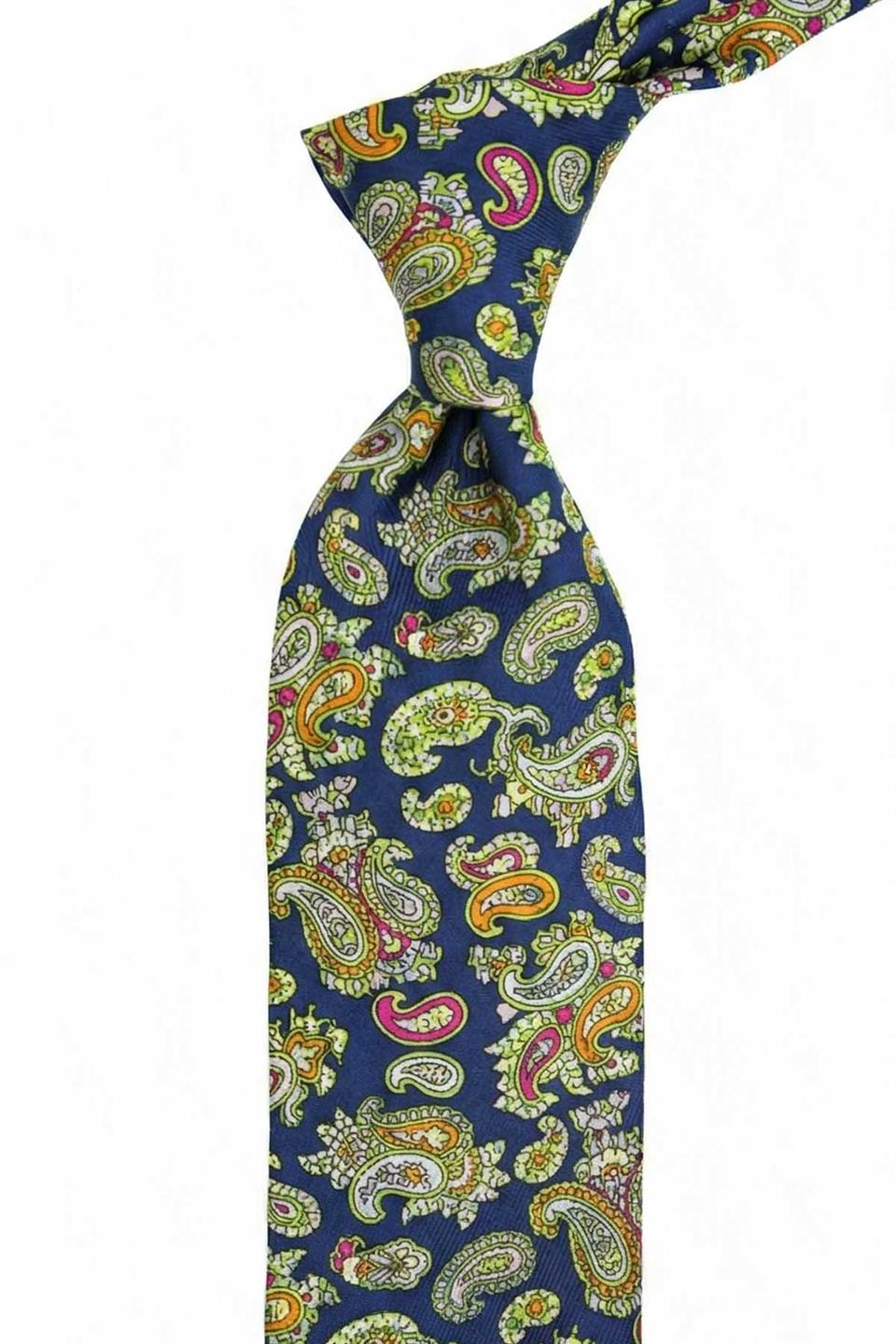 Abbondio Style Çok Renkli Şal Desen İtalyan İpek Kravat İK2237