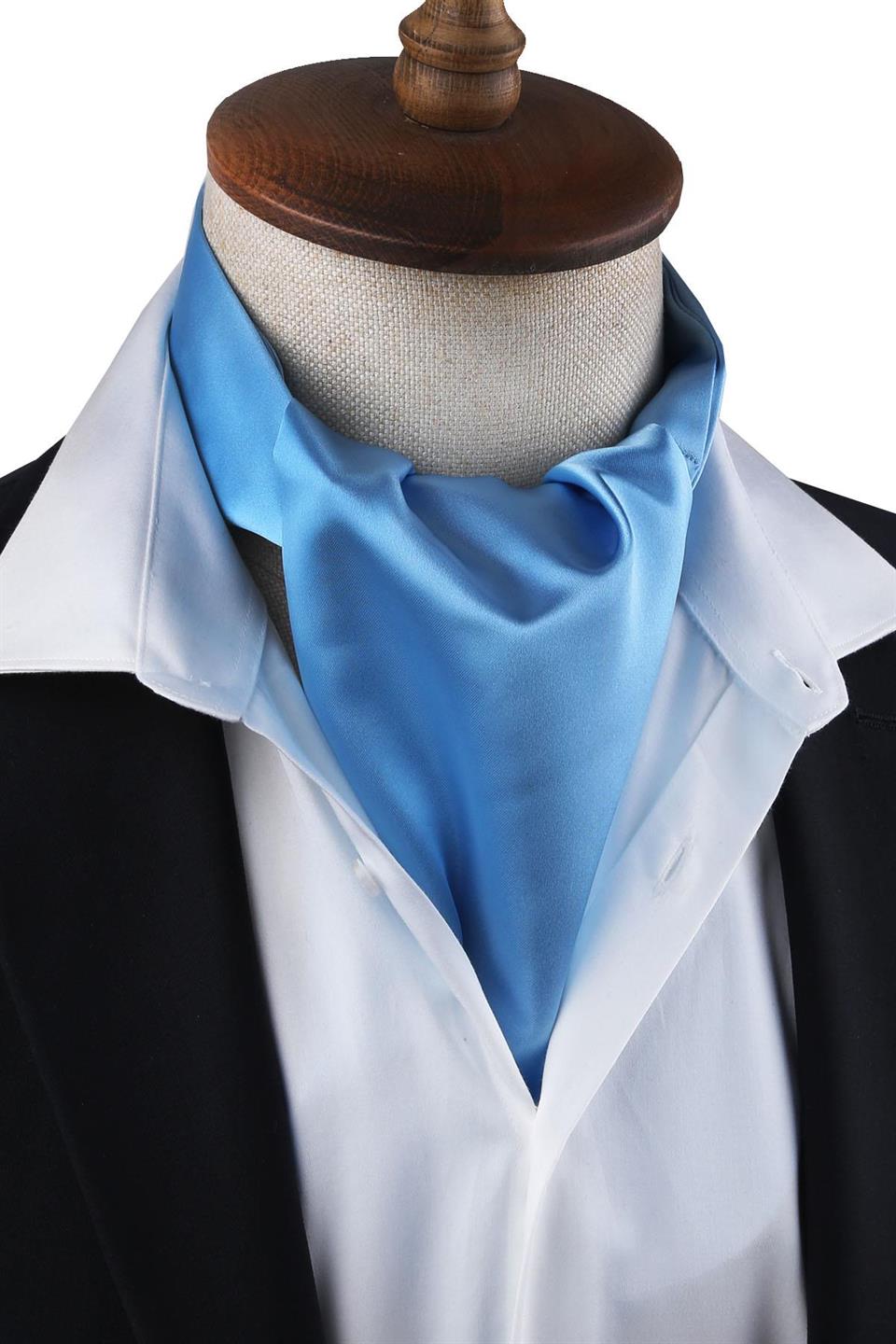 Açık Mavi Düz Ascot Fular K569