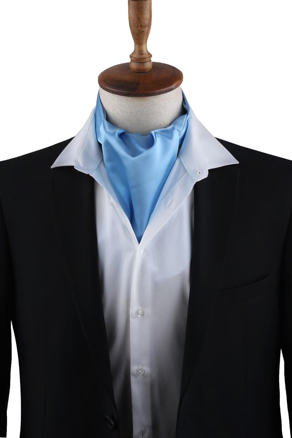 Açık Mavi Düz Ascot Fular K569