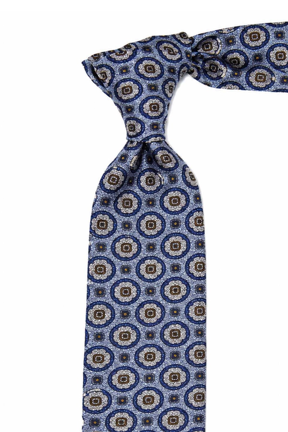 Açık Mavi Motif Desen İtalyan İpek Kravat İK2492