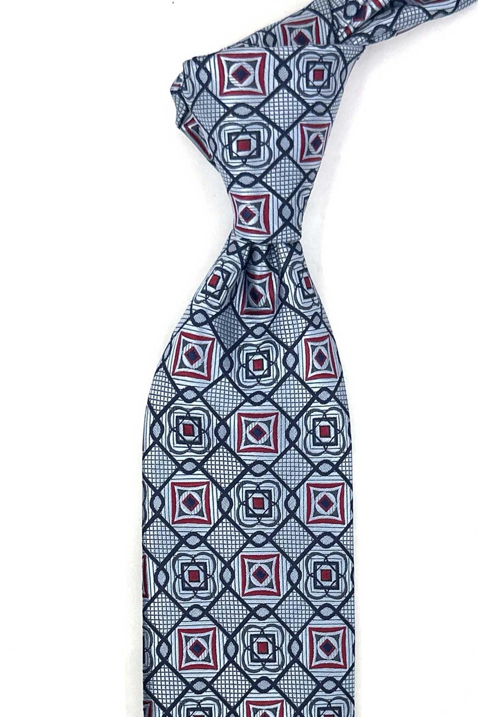 Açık Mavi Motif Desen Mendilli Klasik Kravat KK13767
