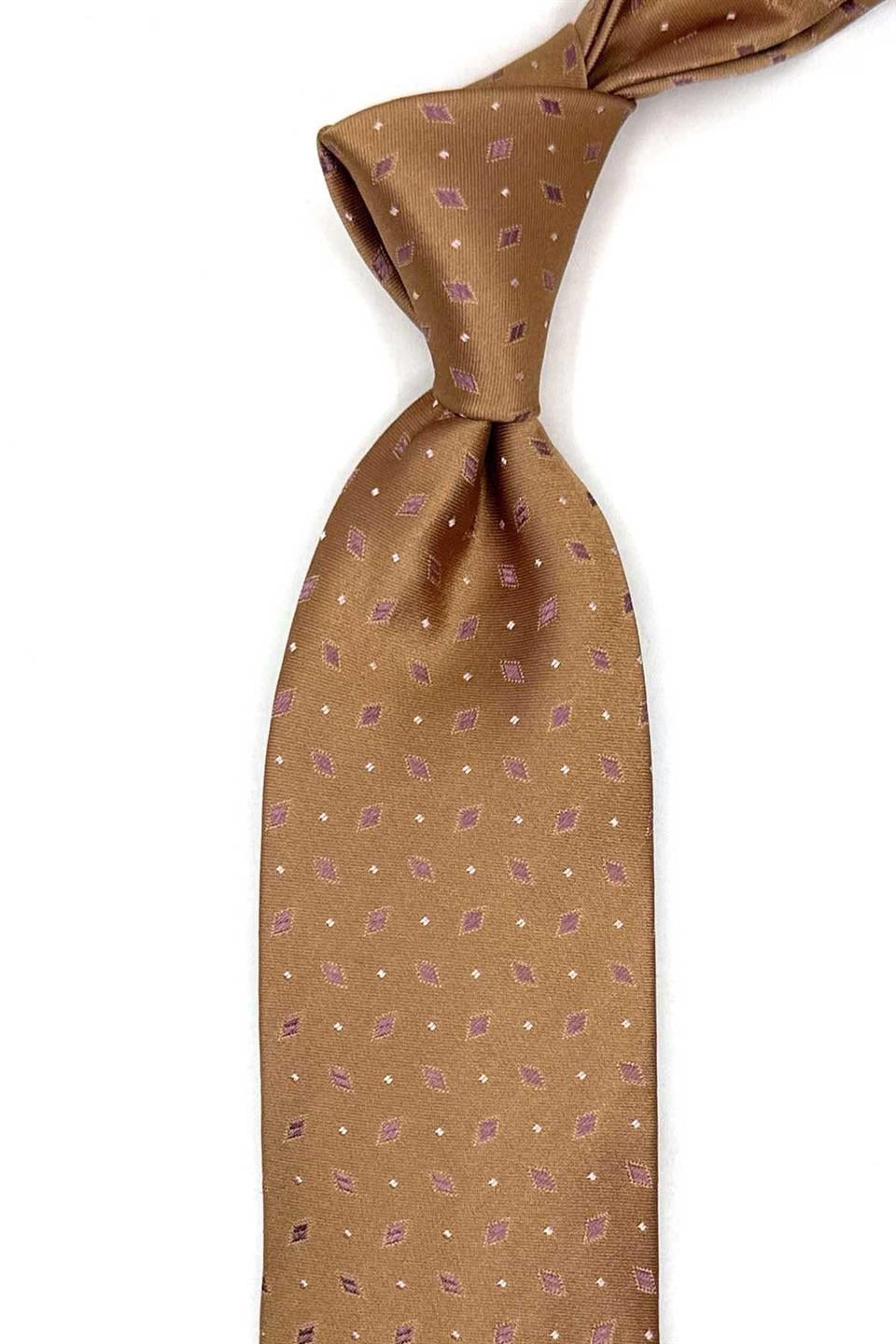 Alfiano Style Bej Küçük Desen İtalyan İpek Kravat İK1912