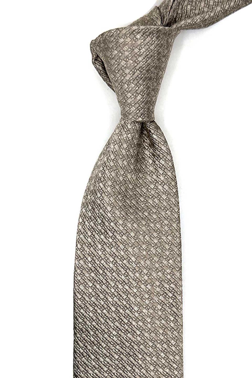 Altedo Style Bej Kendinden Desen İtalyan İpek Kravat İK1718