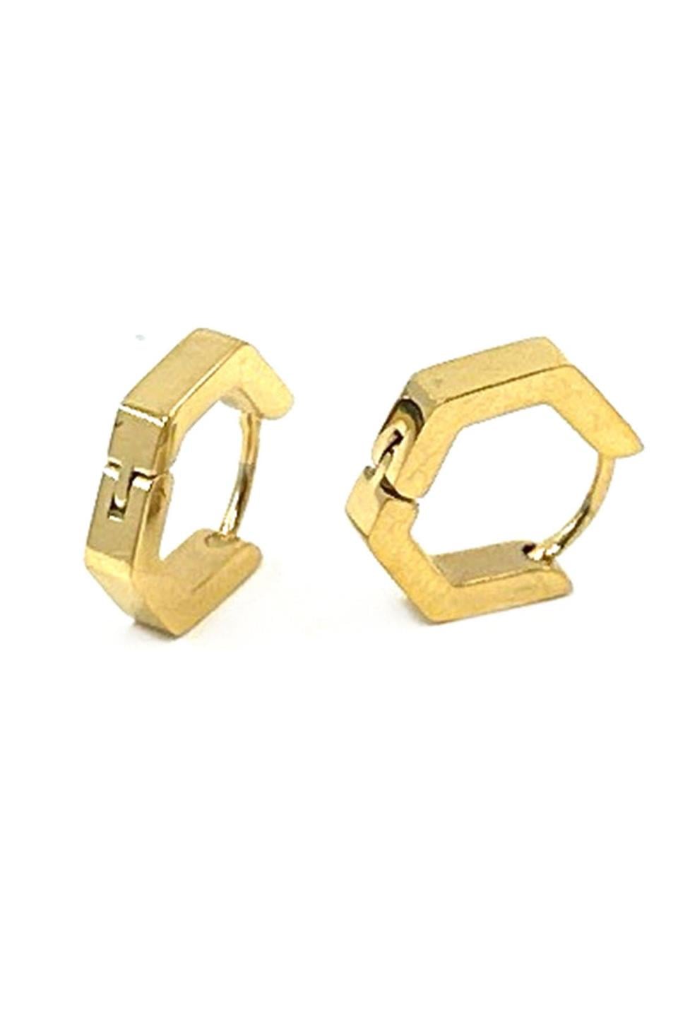Altın Renk Altıgen Unisex Küpe EAR14