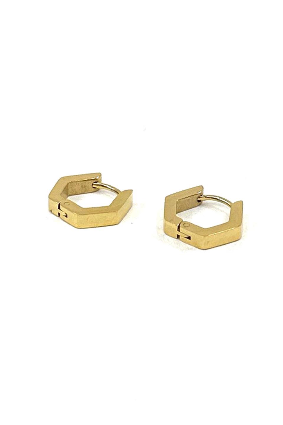 Altın Renk Altıgen Unisex Küpe EAR14