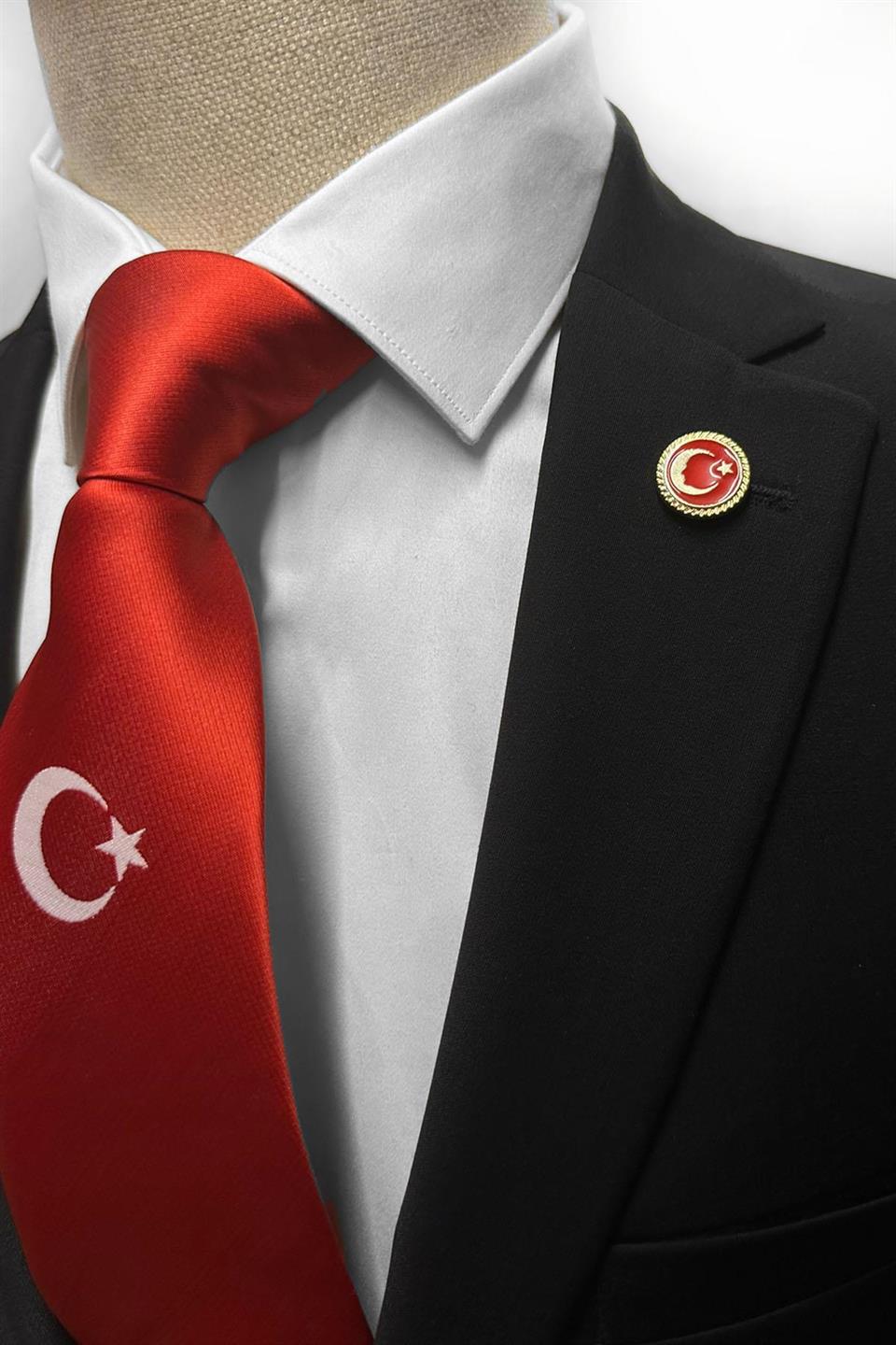 Altın Renk Ay Yıldız Atatürk Silüeti Yaka İğnesi YI410