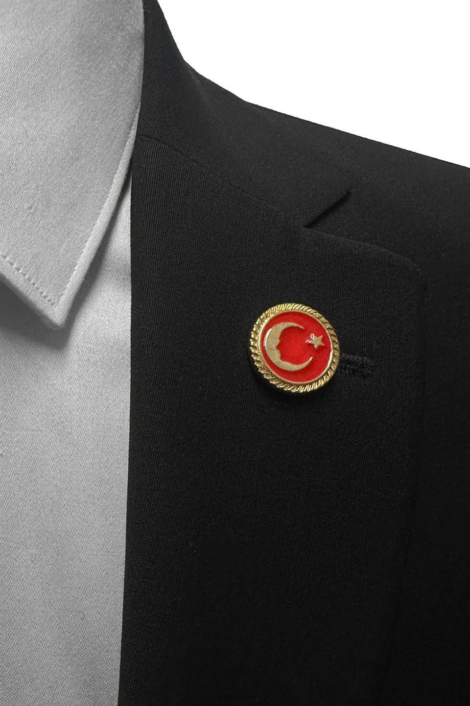 Altın Renk Ay Yıldız Atatürk Silüeti Yaka İğnesi YI410