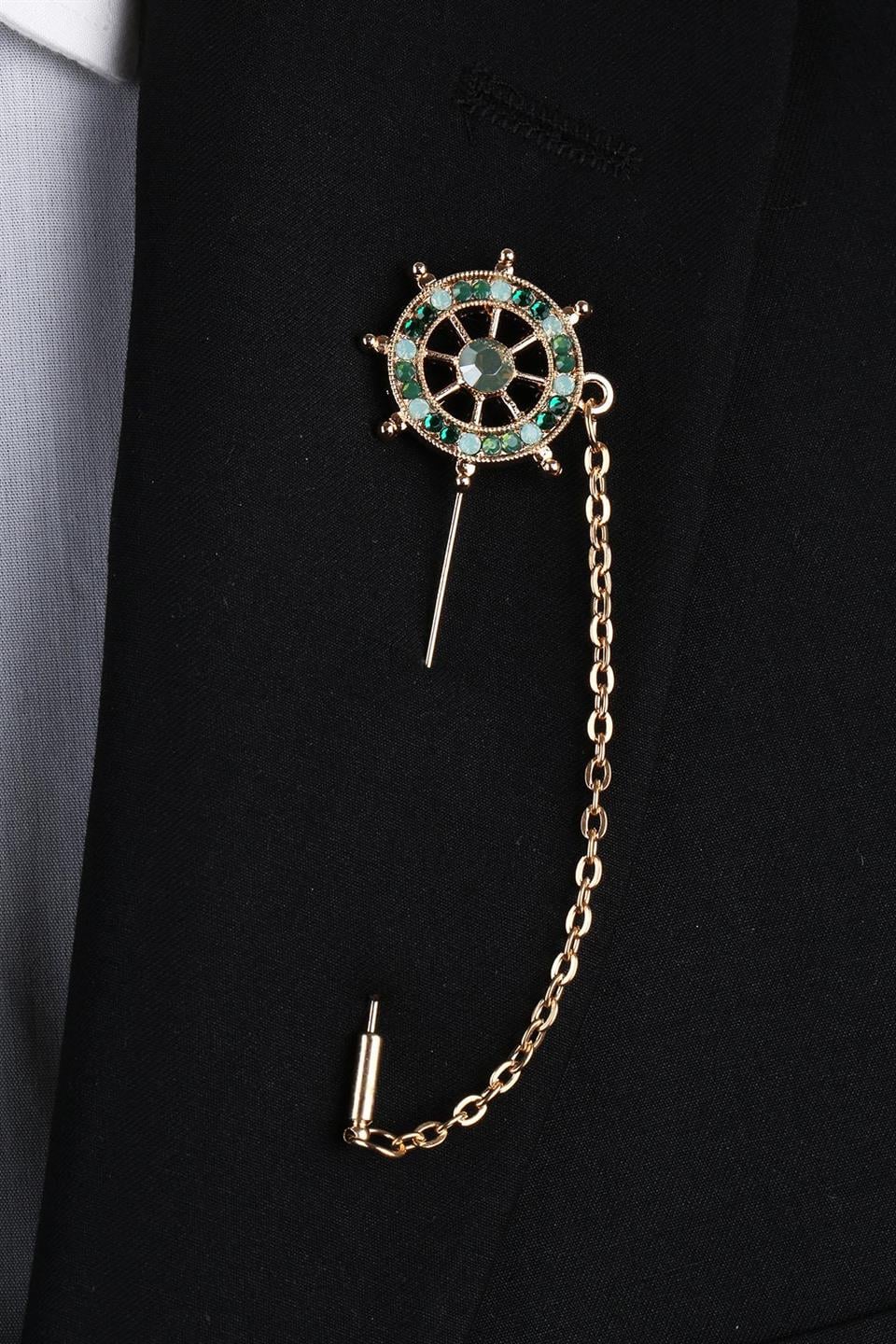 Altın Renk Dümen Motif Yaka İğnesi YI282