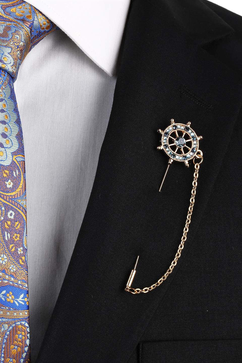 Altın Renk Dümen Motif Yaka İğnesi YI280