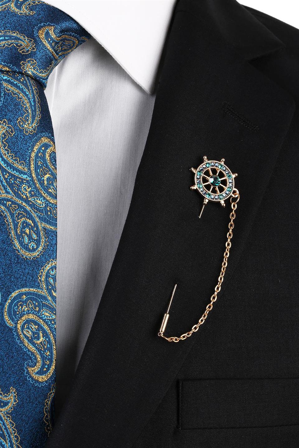 Altın Renk Dümen Motif Yaka İğnesi YI283