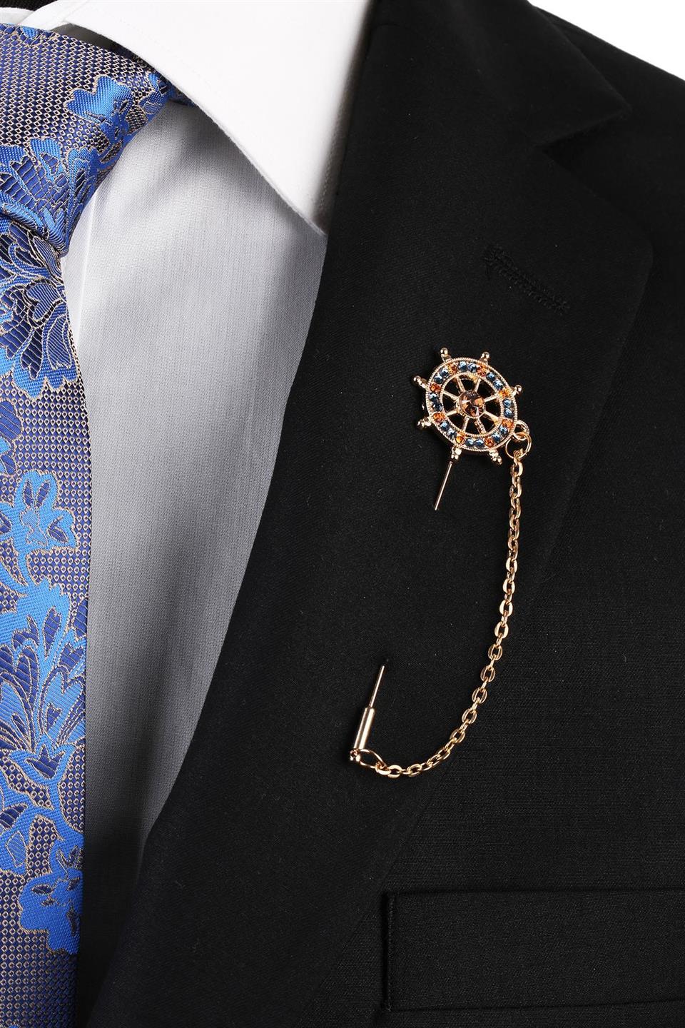 Altın Renk Dümen Motif Yaka İğnesi YI278