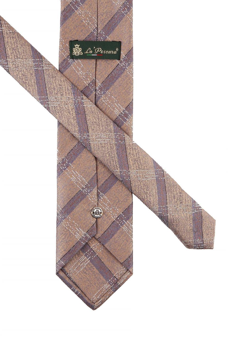 Altın Renk Ekose Desen Mendilli Klasik Kravat KK10762