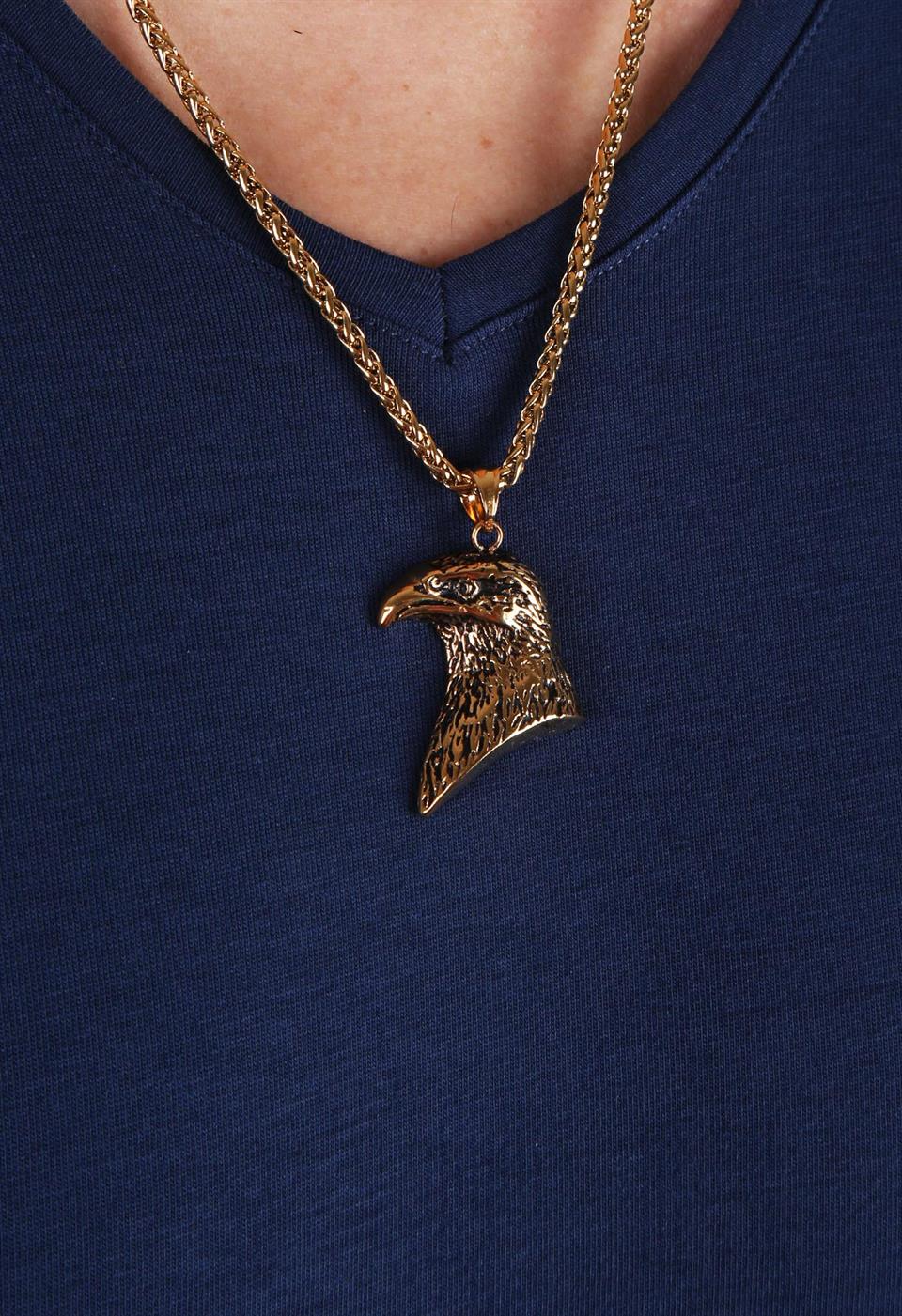 Altın Renk Kartal Figür Paslanmaz Çelik Kolye KLY59